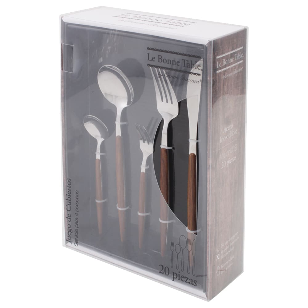 Set de cubiertos de acero inoxidable Crown Baccara™ Wood, 20 piezas