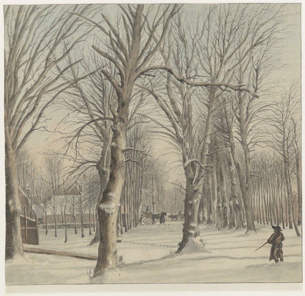 Sneeuwgezicht in de Haarlemmerhout bij de Kleine Houtweg met esdoorns 1794