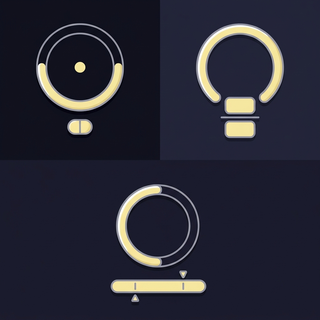 Minimal 2D vector illustration showing three panels visualizing implied probability conversion comparing decimal fractional and American formats return on bet calculator