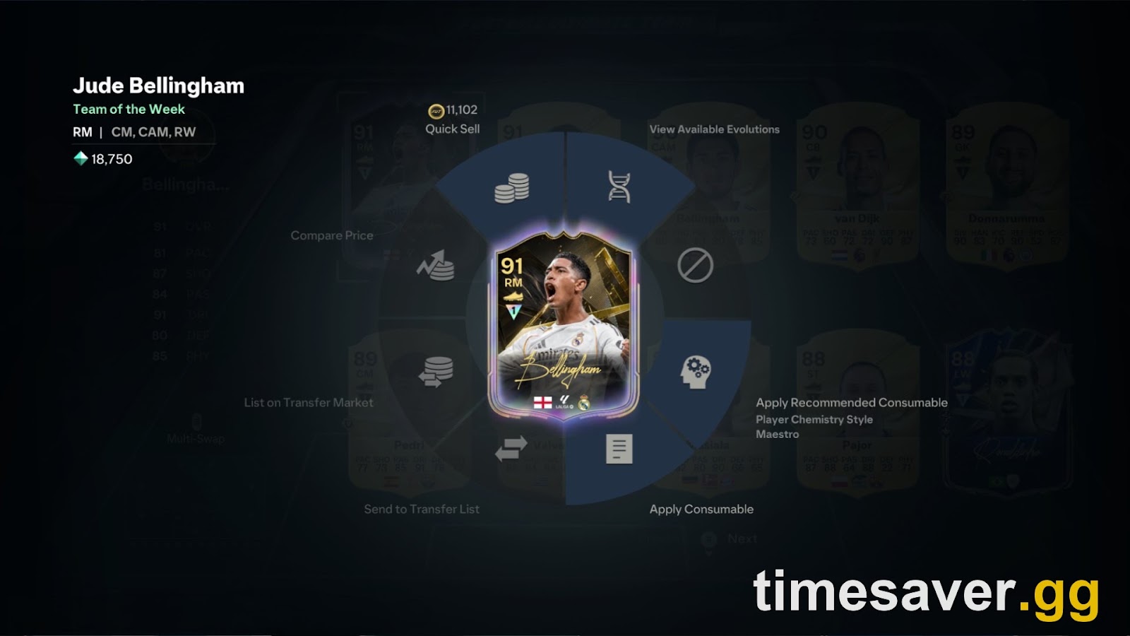 EA SPORTS FC 27 Holographic player item with the View Available Evolutions action in the Ultimate Team item menu