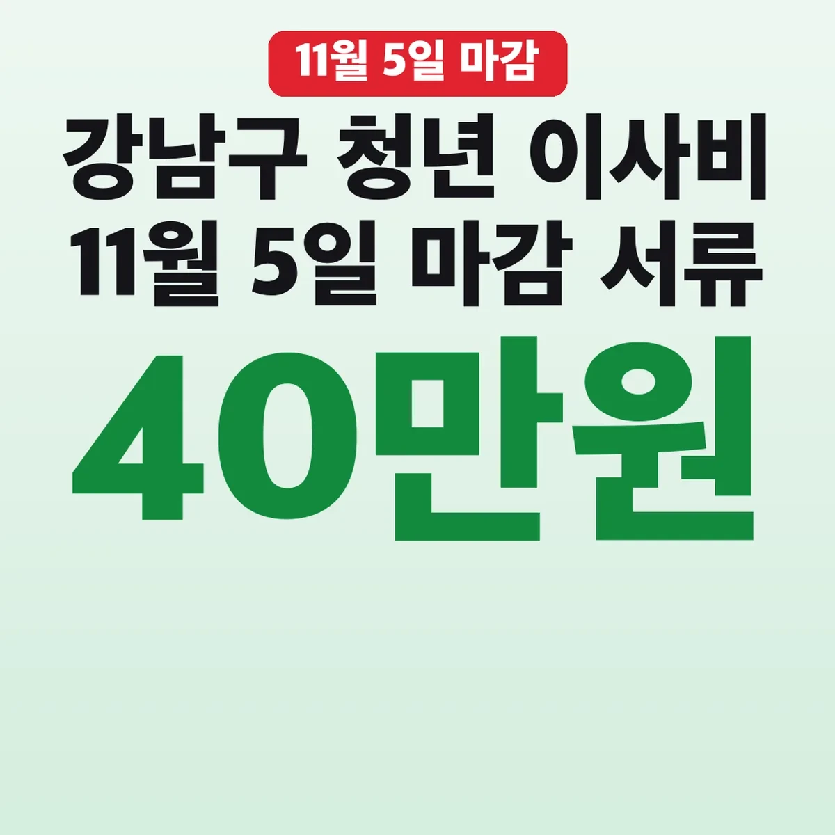 강남구 청년 이사비 40만원 11월 5일 마감 서류