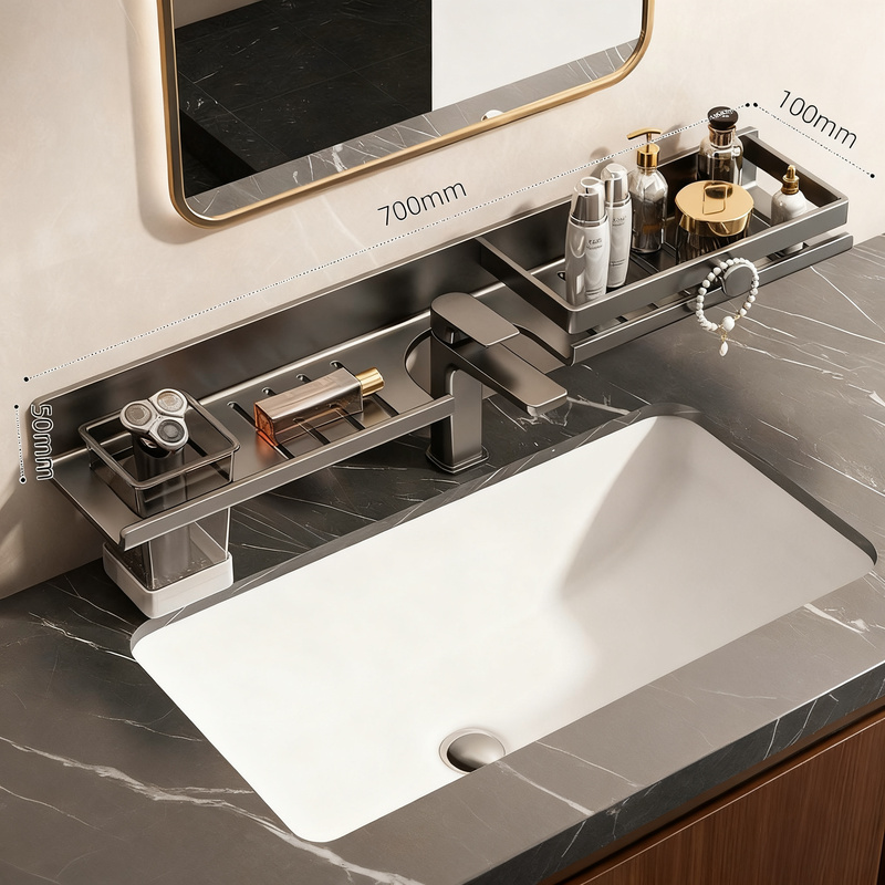 Wall shelf for sink made of aluminum