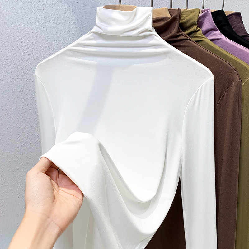 Women’s Long Sleeve Turtleneck Shirt, ribbed and stretchy