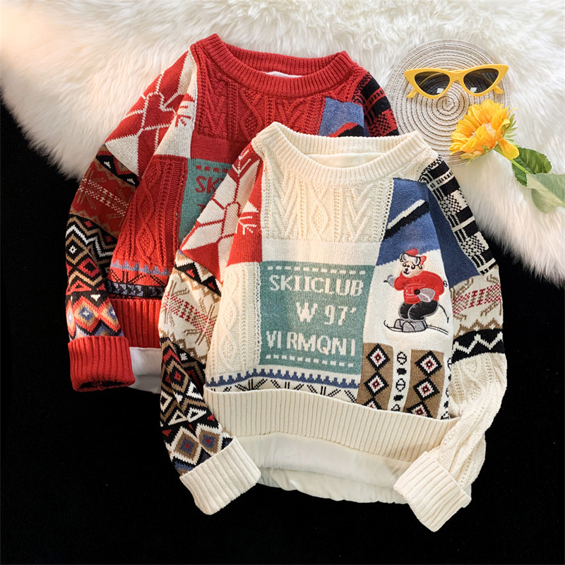 Warm Winter Knitted Sweater for Men, Christmas Design