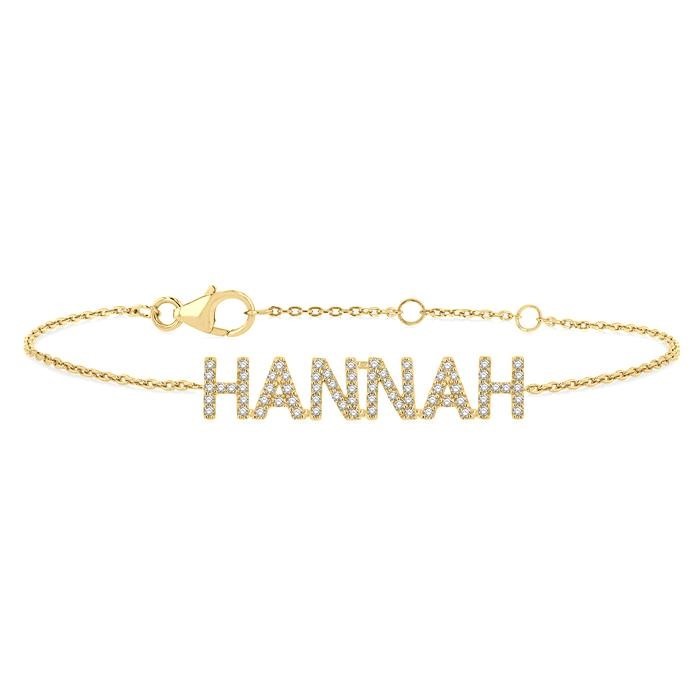 Block 'HANNAH' Diamond Name Chain Bracelet