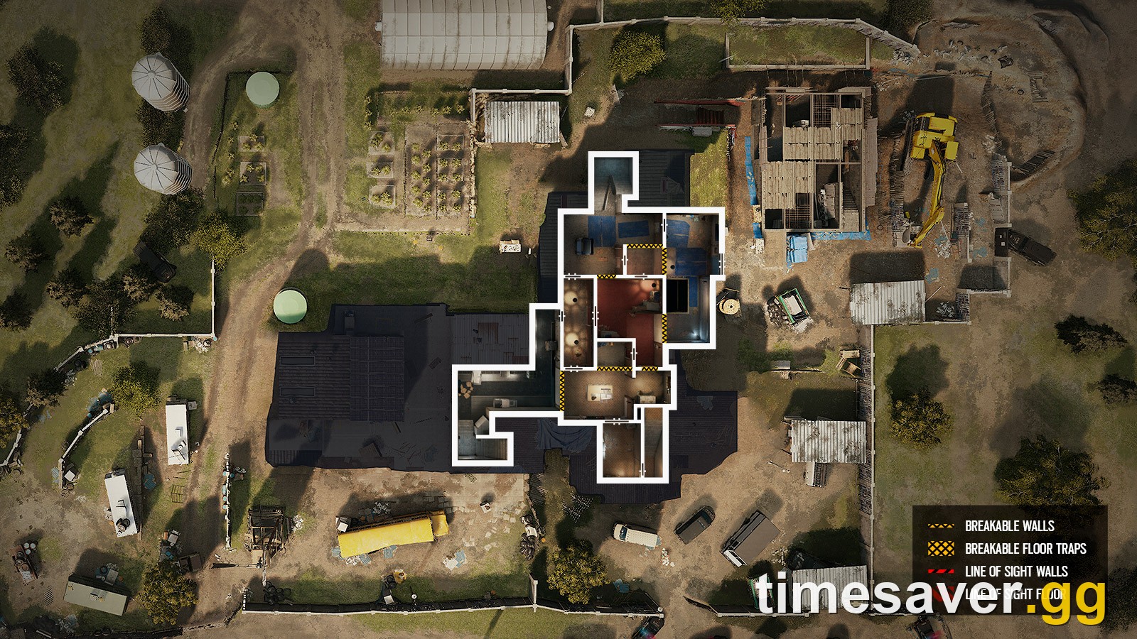 Rainbow Six Siege Oregon basement blueprint — Laundry and Supply bomb site floor plan