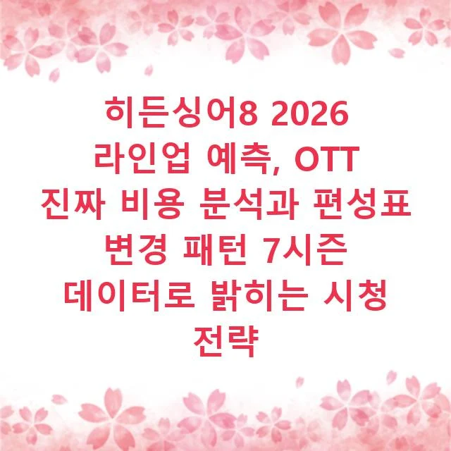 히든싱어8 2026 라인업 예측, OTT 진짜 비용 분석과 편성표 변경 패턴 7시즌 데이터로 밝히는 시청 전략