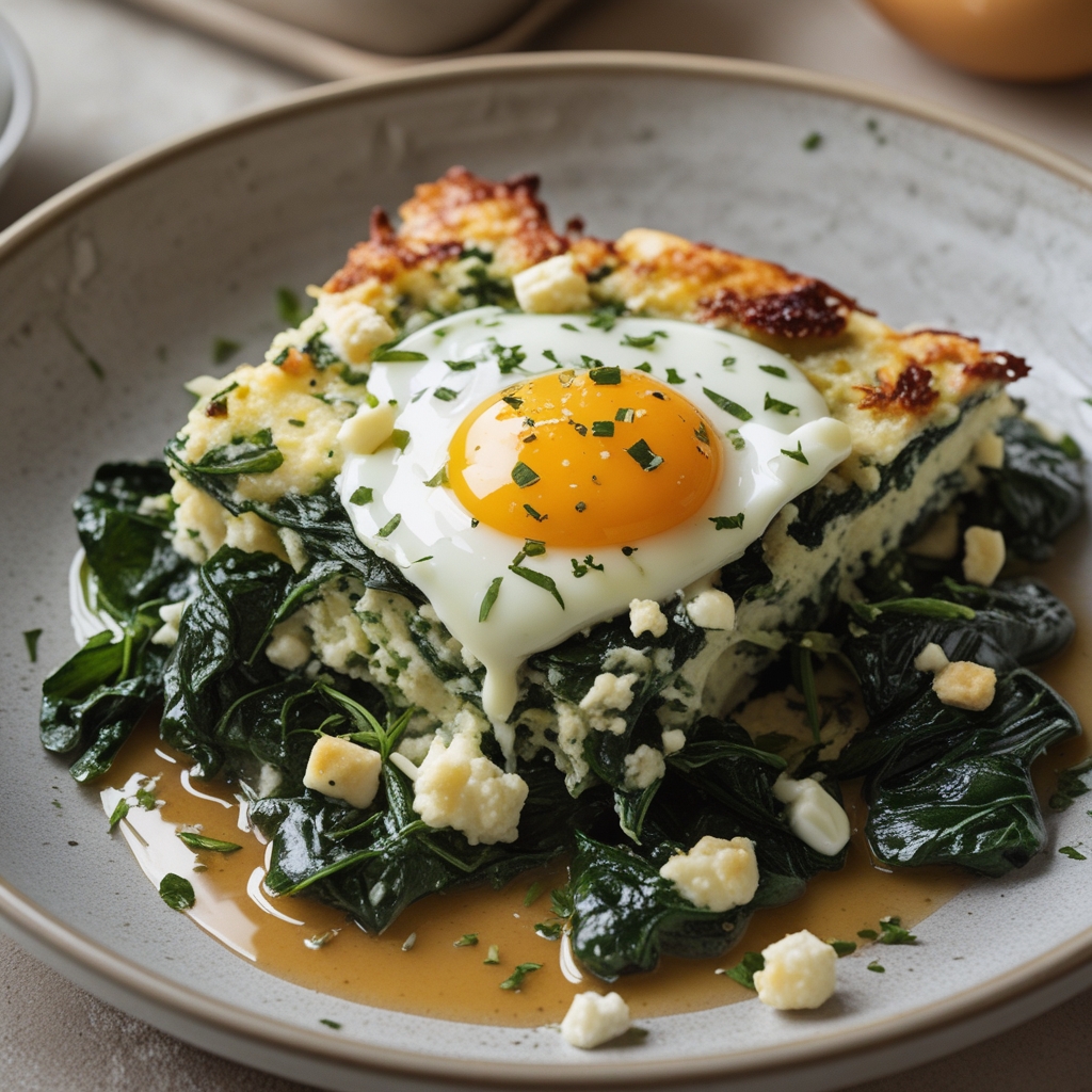 Low Carb Spinach Casserole with Feta and Egg – Easy Low-Calorie Spinach Dish for Keto Fans finished