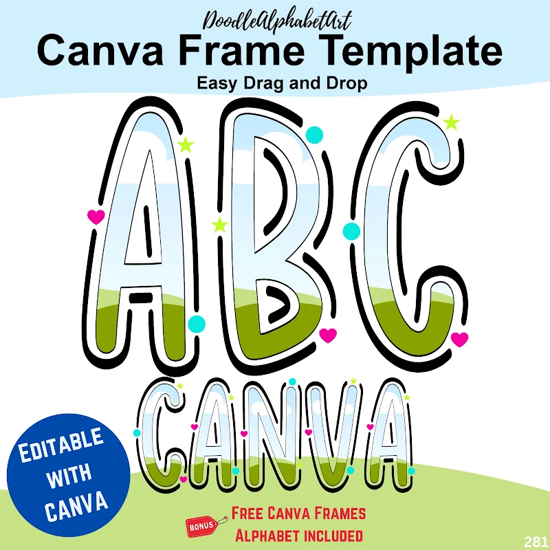 Editable doodle Canva frame preview for Canva Frames Dots
