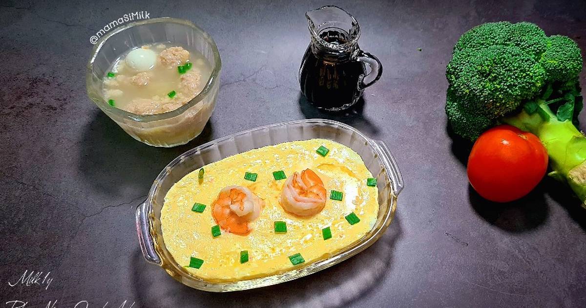 Tôm hấp trứng đậu non