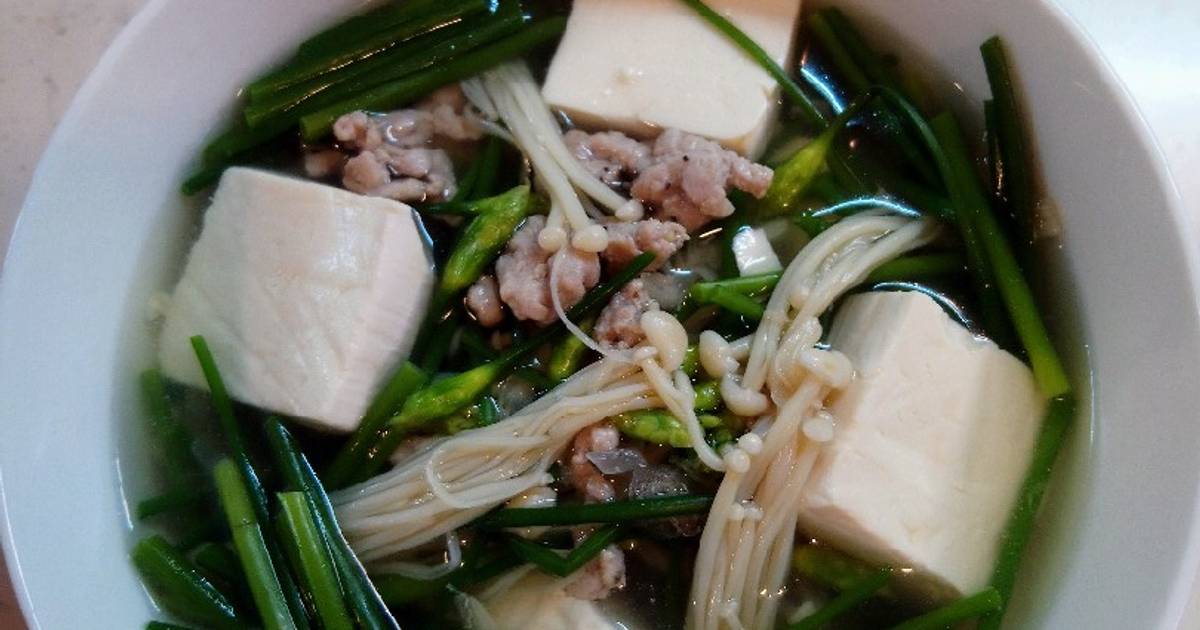 Canh bông hẹ nấu thịt bằm