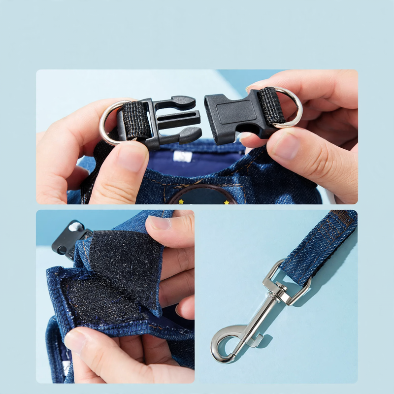 Denim harness for dogs and cats