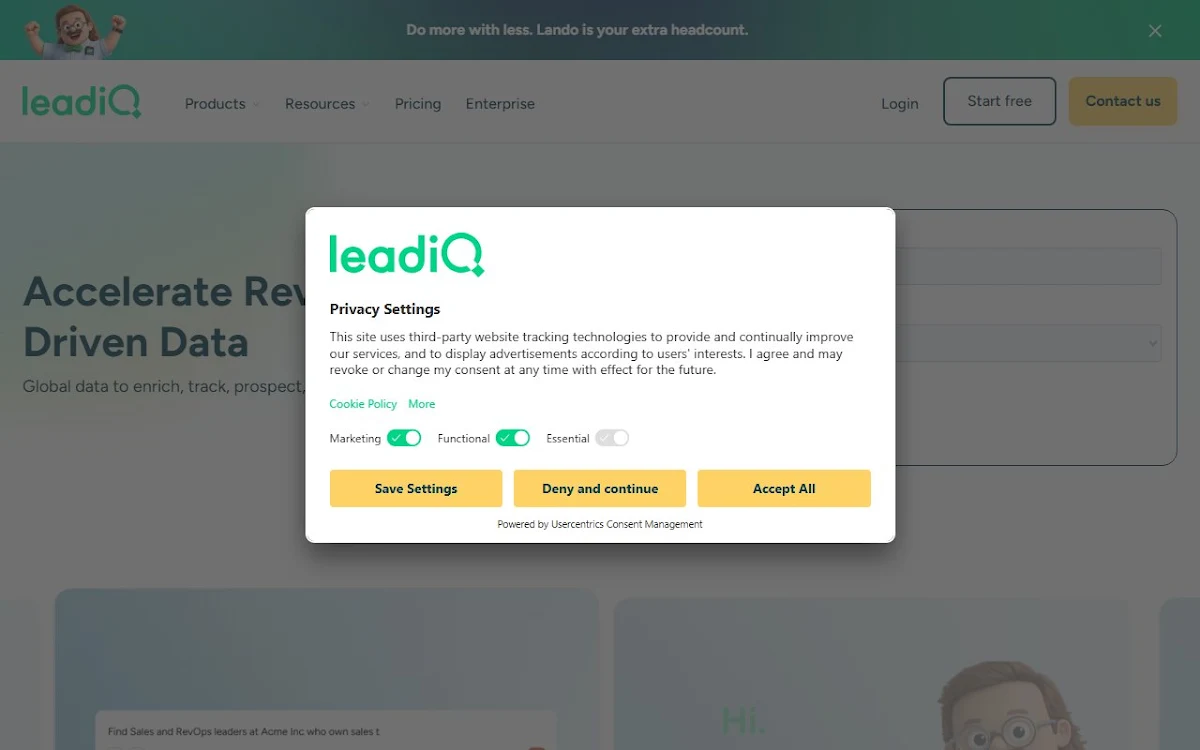 Captura de LeadIQ