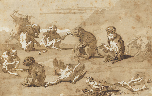 Eight Monkeys a Dead Goose and a Cormorant mid 18thearly 19th century