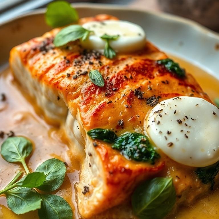 Irresistible Baked Salmon with Spinach and Mozzarella Bliss Awaits You – Easy Weeknight Dinner finished