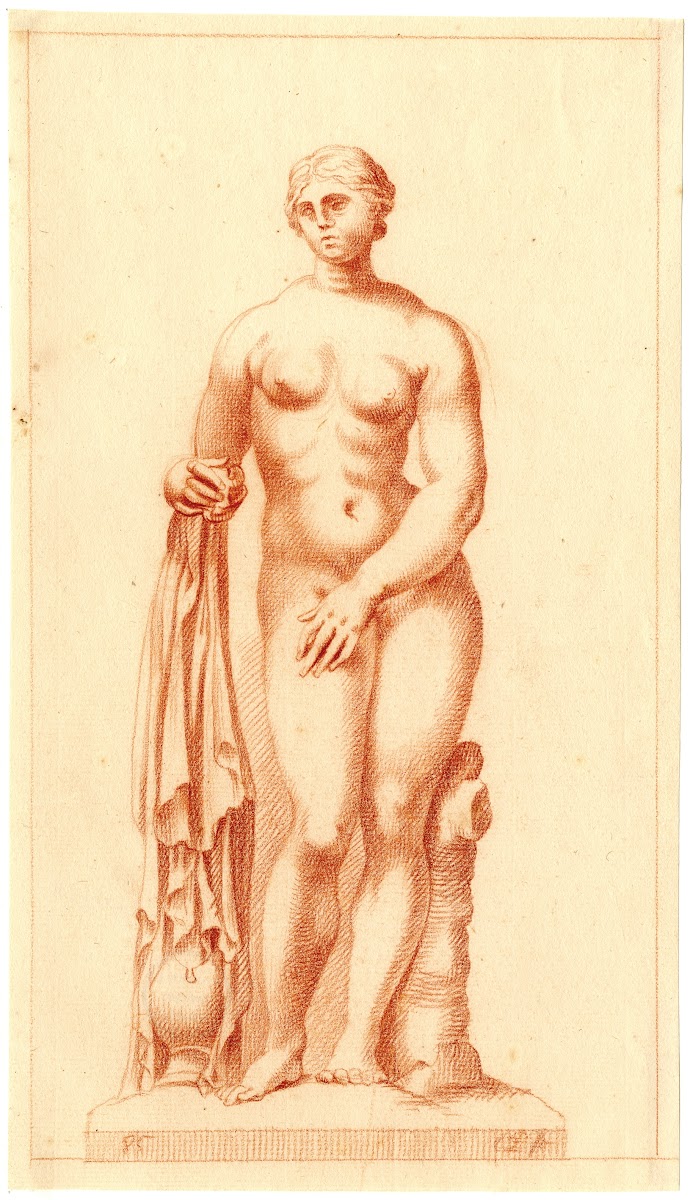Beeld van staande naakte vrouw