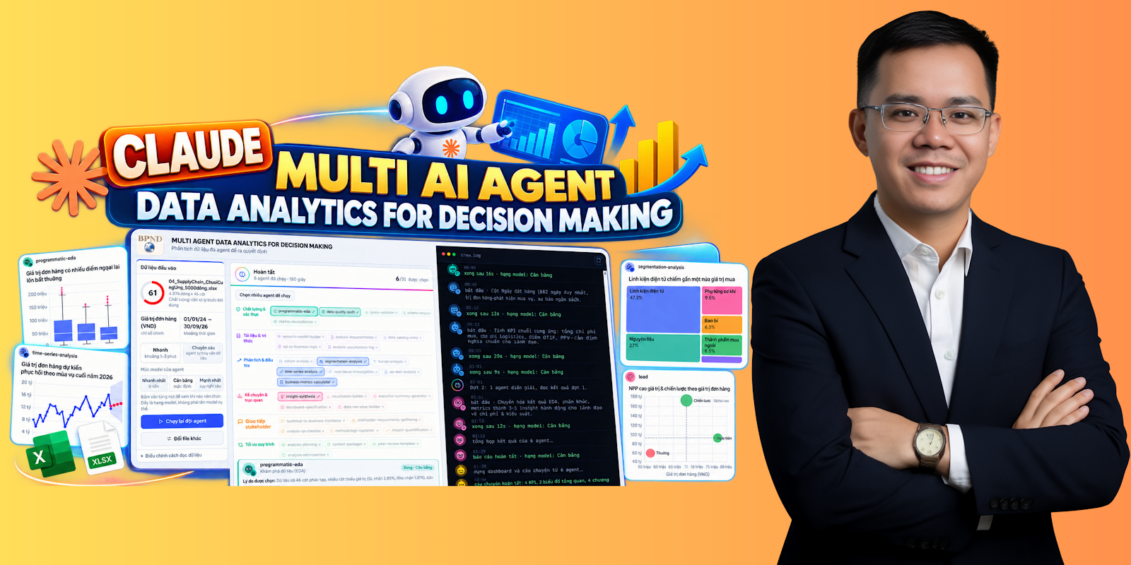 Giảng viên Lê Văn Đức giới thiệu khóa học Claude Multi AI Agent Data Analytics for Decision Making