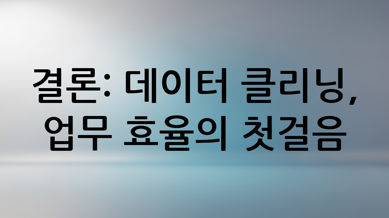 결론: 데이터 클리닝, 업무 효율의 첫걸음