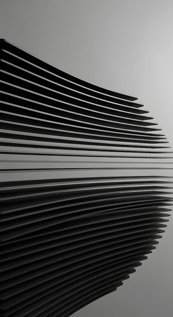 Abstract Black Slices Curved Geometric Reflection Art