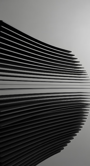 Abstract Black Slices Curved Geometric Reflection Art - Free mobile Wallpaper