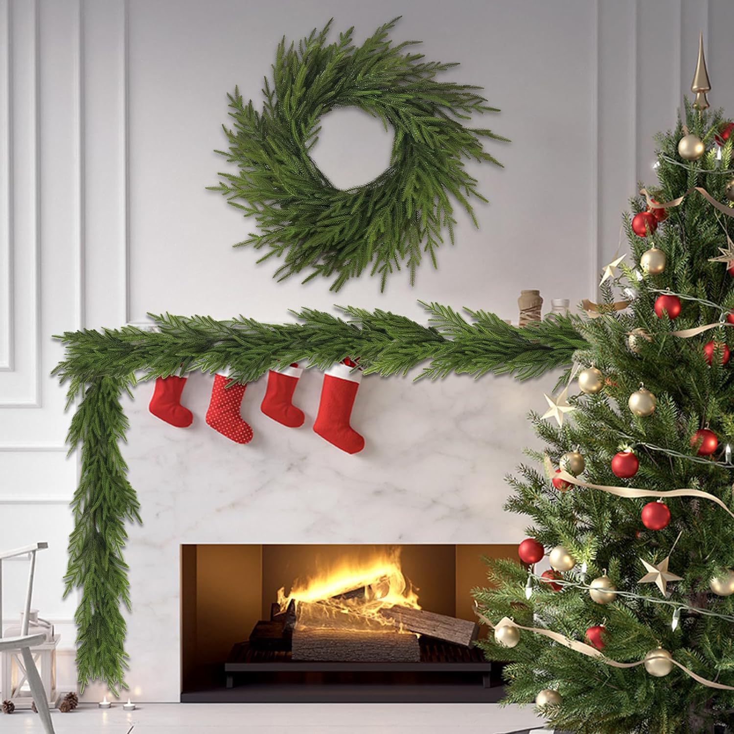 Artificial Norfolk Fir Wreath for Christmas Decoration