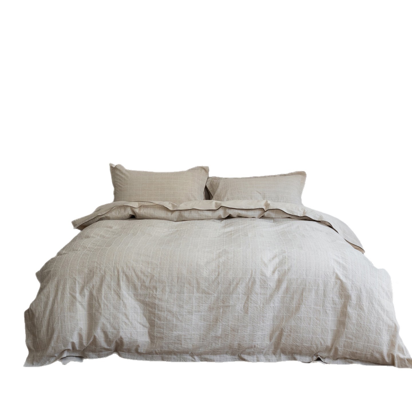 Cotton-Linen Bedding, 4-Piece, Woven Pattern