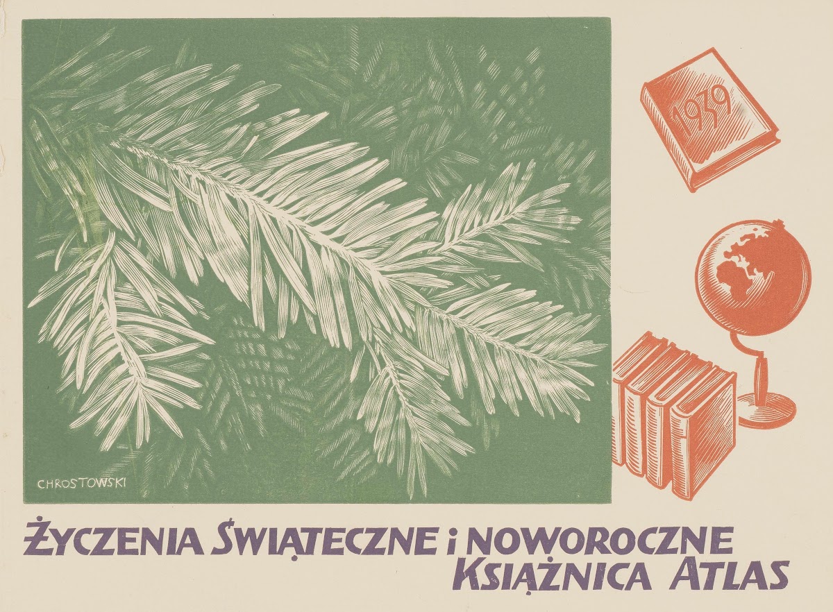 Życzenia świąteczne Książnicy Atlas we Lwowie 1938