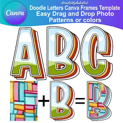 Editable retro Canva frame preview for Canva Retro Alphabet template 24