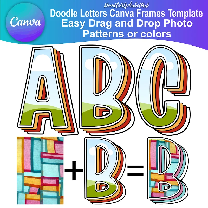 Editable retro Canva frame preview for Canva Retro Alphabet template 24