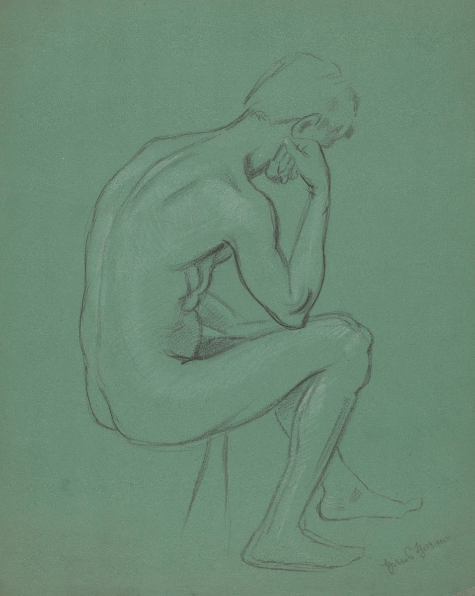 Male Nude Sitting 1890