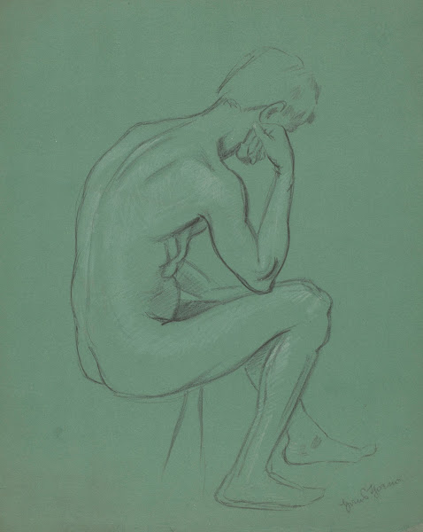 Male Nude Sitting 1890