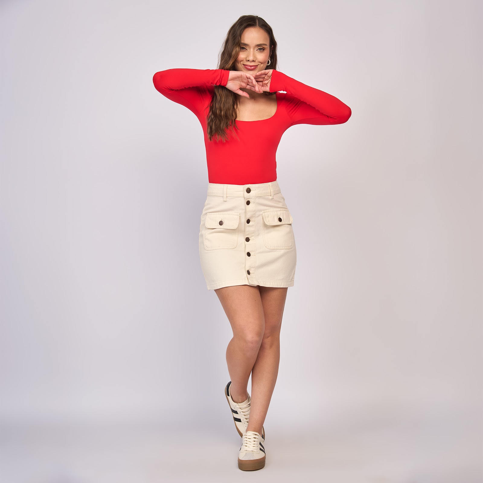 Falda dama rígida, color crudo - Vista 4