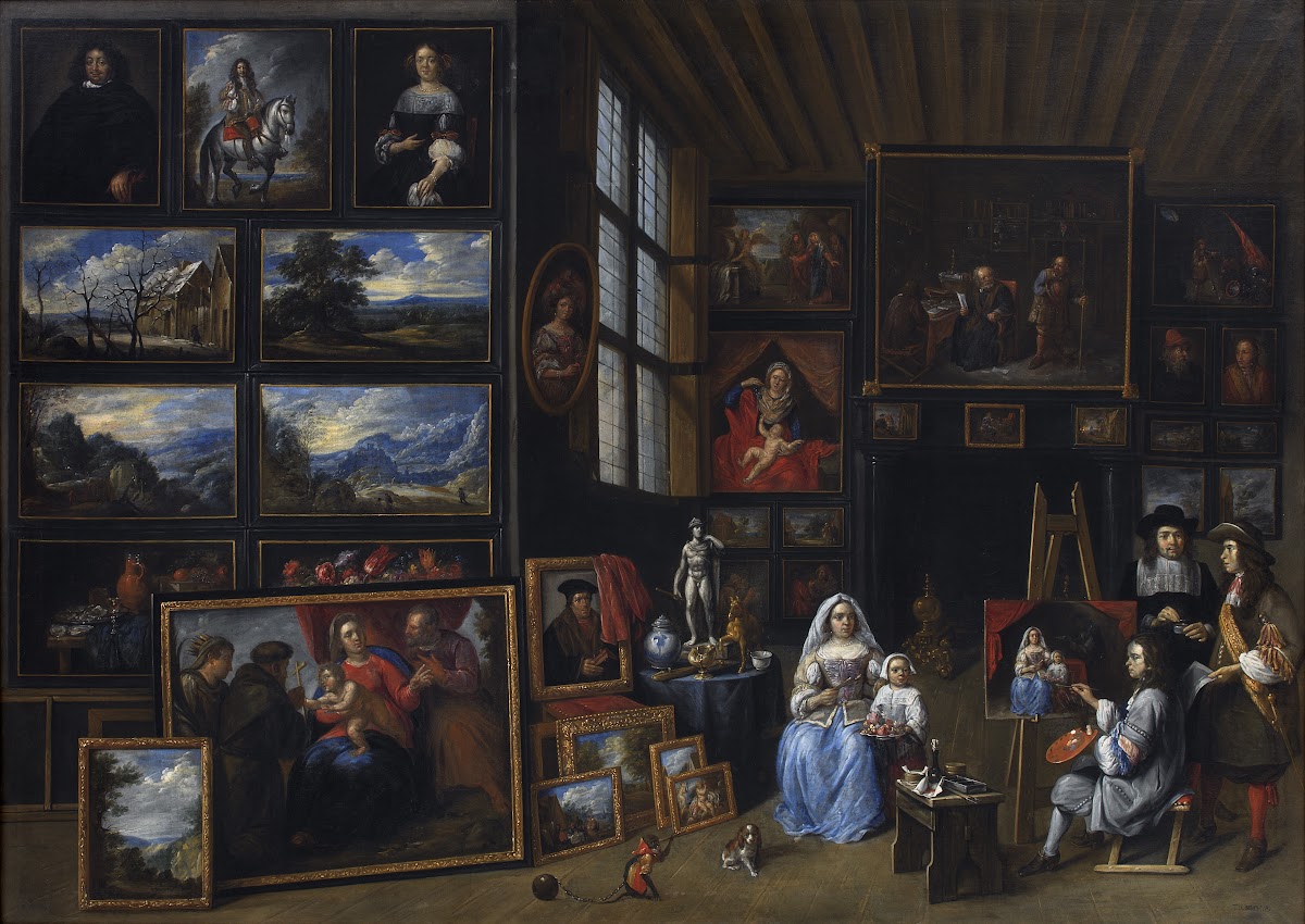 A Picture Gallery with an Artist Painting a Woman and a Girl Allegory of the Art