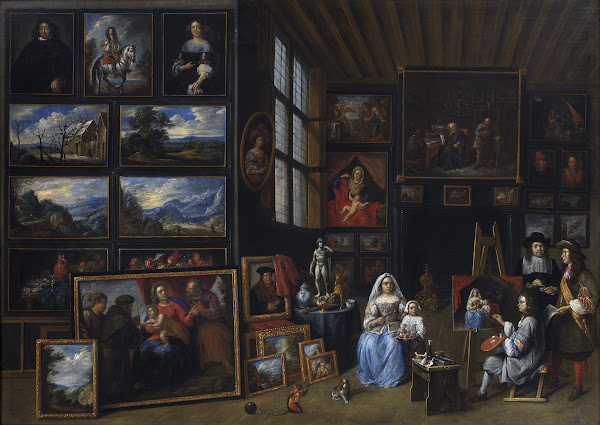 A Picture Gallery with an Artist Painting a Woman and a Girl Allegory of the Art