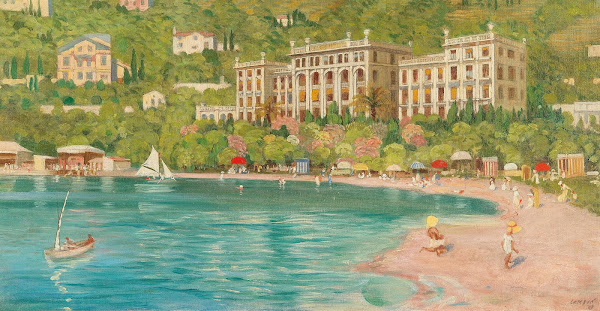 Portoroz Ein Sommertag in der Bucht mit Ansicht des Grand Hotel heute Hotel Kemp