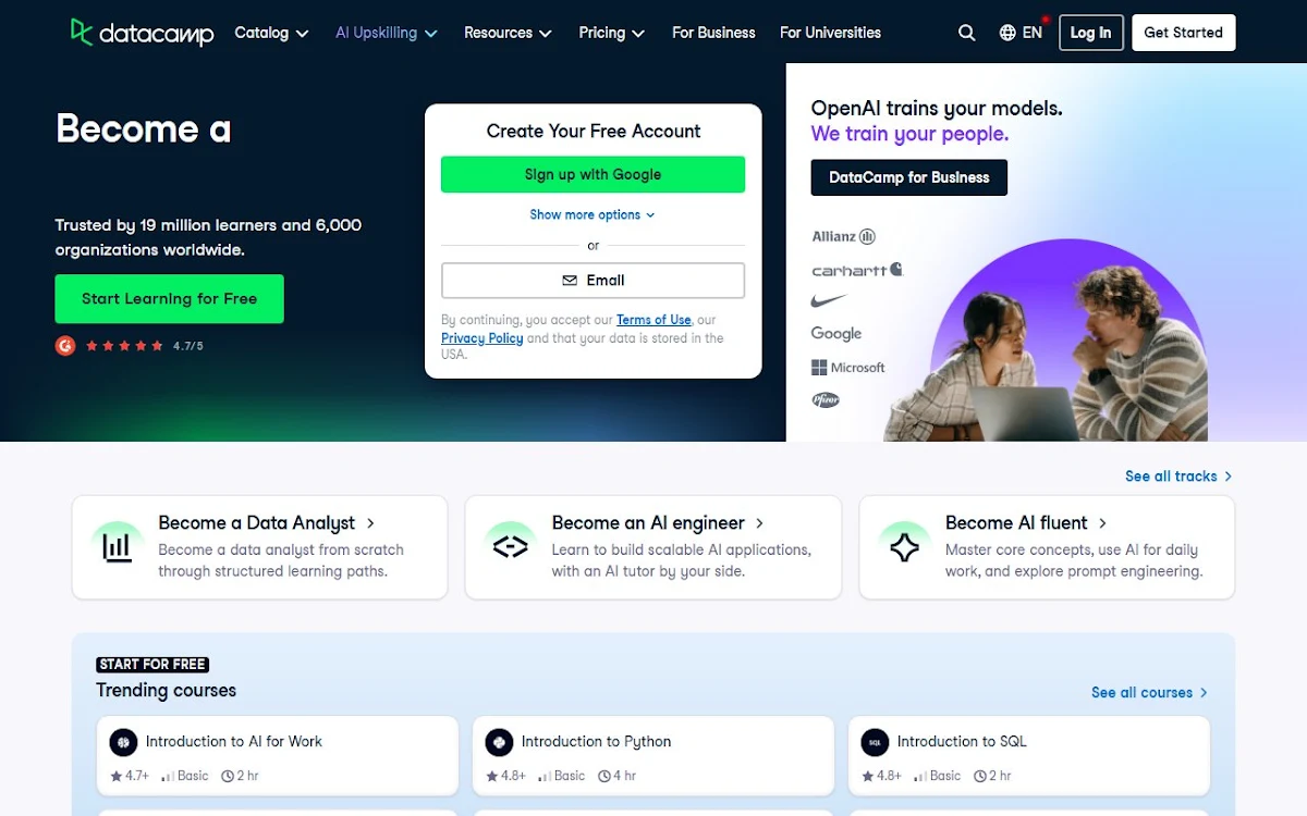 Captura de DataCamp