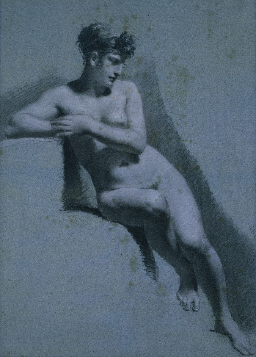Study of a Nude Woman Seated Looking to the Right recto c 1810