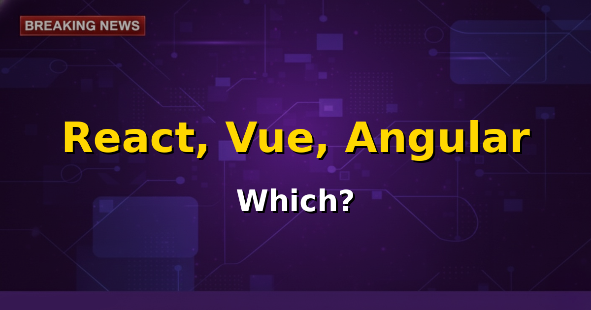 A graphic showing the logos of React, Vue, and Angular, representing a comparison of JavaScript frontend frameworks.