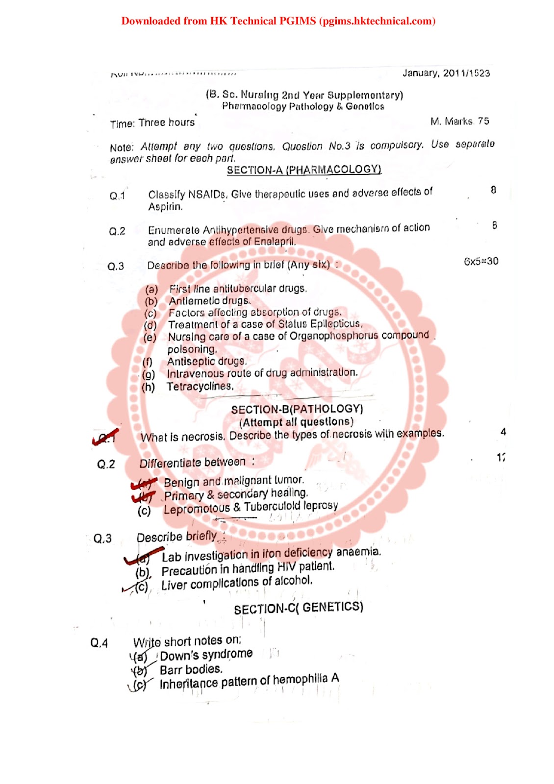 Pharmacology, Pathology and Genetics BSc Nursing 2nd Year