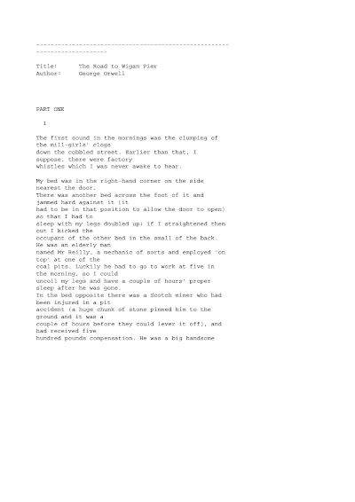 George Orwell the Road to Wigan Pier