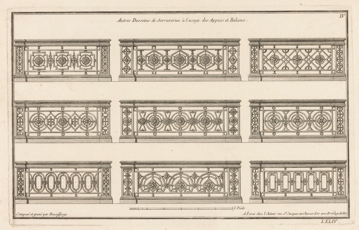 Autres Desseins de Serrureries à lusage des Appuis et Balcons 1767
