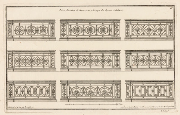 Autres Desseins de Serrureries à lusage des Appuis et Balcons 1767