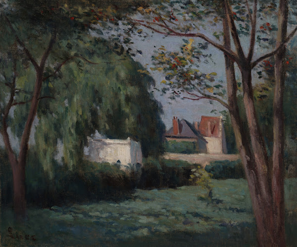 Country Scene with Three Houses andTrees ca1900