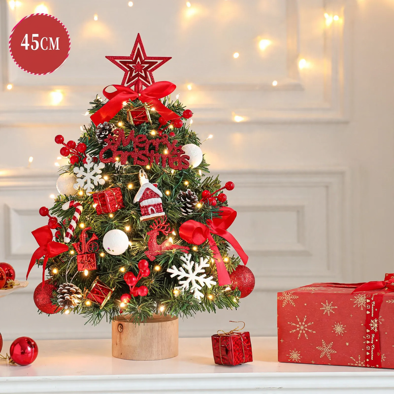 Decorative Table Christmas Tree with Wooden Stand
