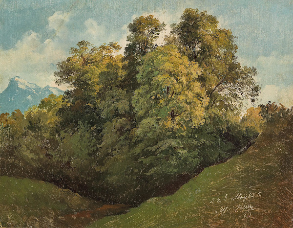 Salzburg Trees set against the Untersberg 1852
