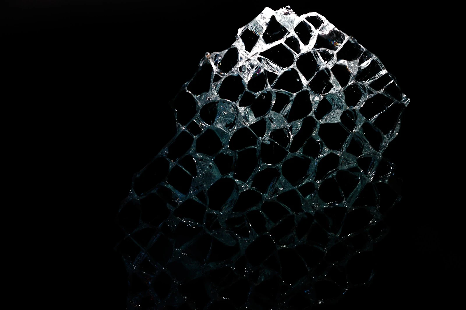 Shattered Glass On Black Background - Macro Photography 5K Wallpaper (6056x4032)