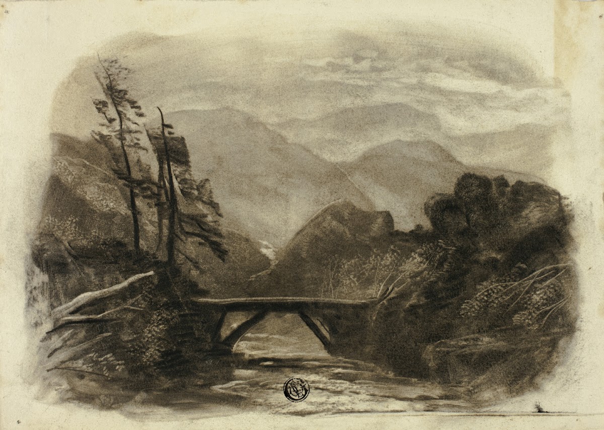Mountain Stream with Small Bridge II c 1855