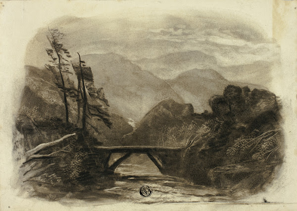 Mountain Stream with Small Bridge II c 1855