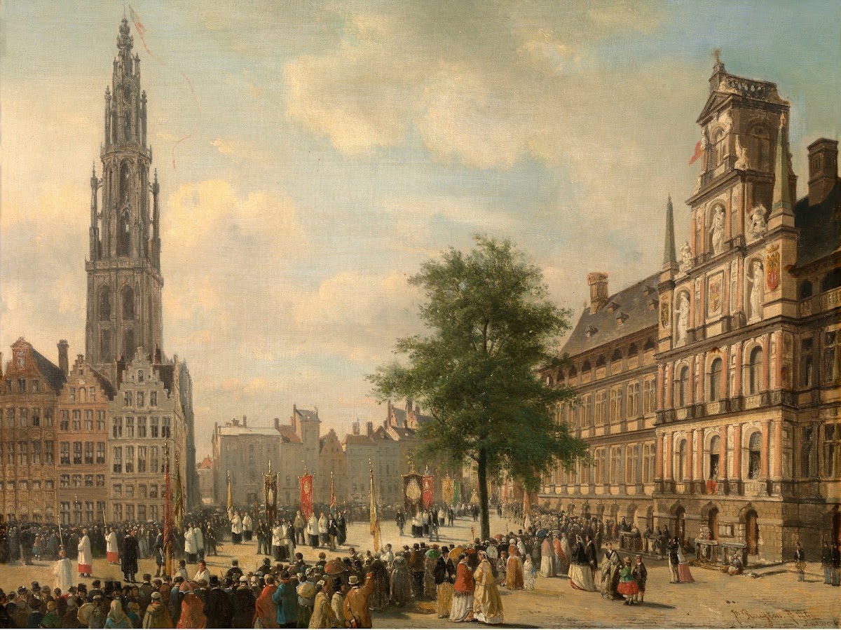 Procession on the Grote Markt in Antwerp 1848