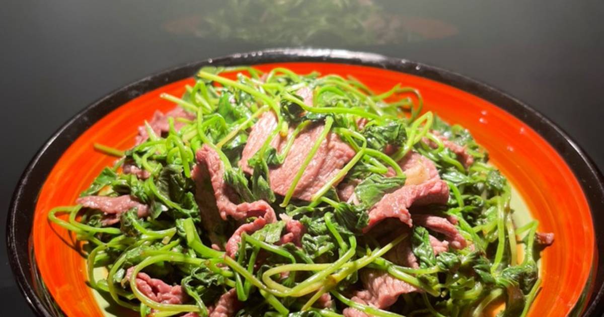 Rau má xào thịt bò